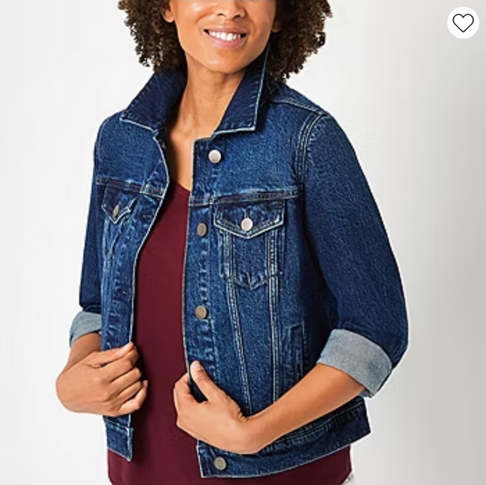 a.n.a. Dark Blue Denim Trucker Jacket Womens XXL Casual Versatile Layer Cropped